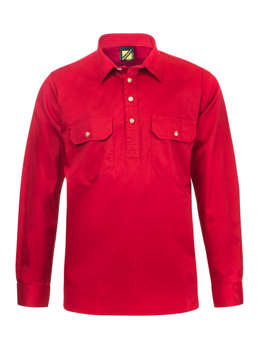 This product is made by Workcraft and distributed by B-Protected. The Lightweight Long Sleeve Half Placket Cotton Drill Shirt with Contrast Buttons has the part number of NCC-WS3029