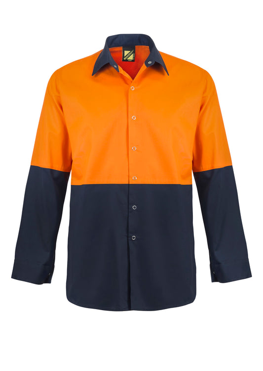 This product is made by Workcraft and distributed by B-Protected. The Lightweight Hi Vis Long Sleeve Vented Cotton Drill Food Industry Shirt with Press Studs and Spare Pockets has the part number of NCC-WS3045