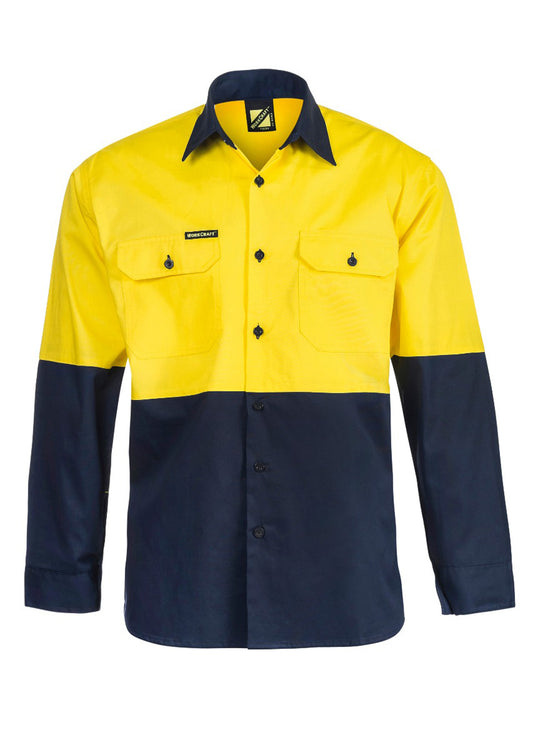 This product is made by Workcraft and distributed by B-Protected. The Light Weight Hi Vis Long Sleeve Drill Shirt has the part number of NCC-WS4247