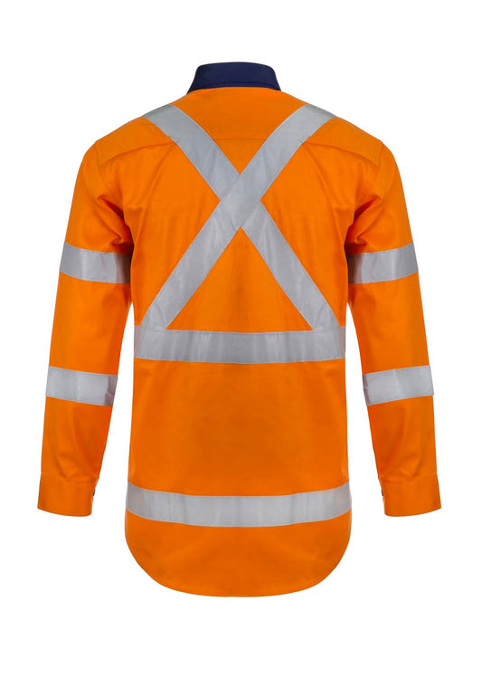 This product is made by Workcraft and distributed by B-Protected. The Hi Vis X Pattern CSR Long Sleeve Shirt has the part number of NCC-WS6020