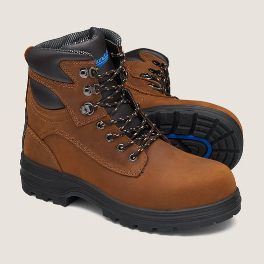 Brown Lace Up Safety Boots - made by Blundstone