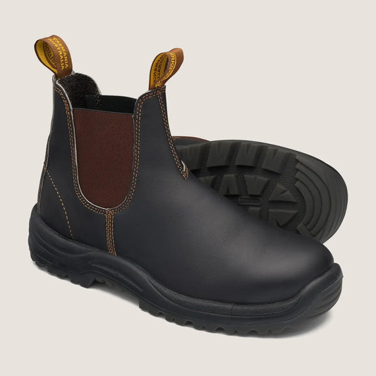 Brown Elastic Side Safety Boots - made by Blundstone