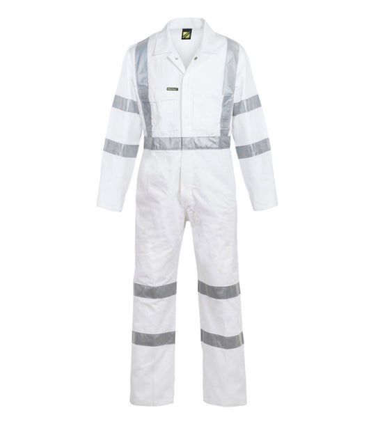 Night White 310 Gsm Cotton Coveralls Reflective Tape - made by Workcraft