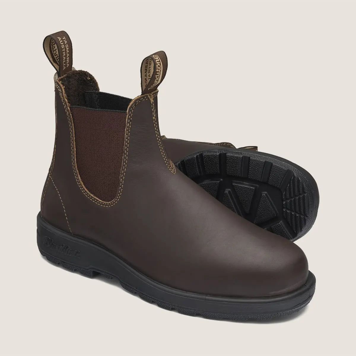 Brown Elastic Side Soft Toe Work Boots - made by Blundstone