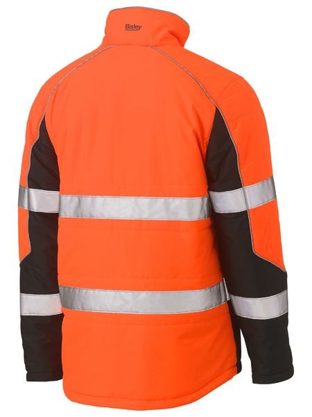 This product is made by Bisley and distributed by B-Protected. The Taped Hi Vis Puffer Jacket With Stand Collar has the part number of B-BJ6829T