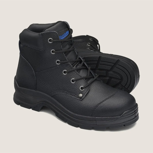 Black Lace Up Safety Boots With Bump Cap - made by Blundstone