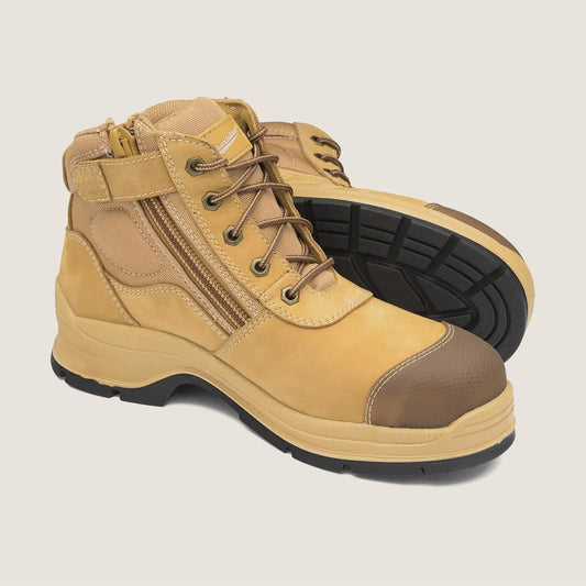 Wheat Zip Side Safety Boot - made by Blundstone