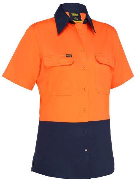 This product is made by Bisley and distributed by B-Protected. The Womens Cool Lightweight Hi Vis Drill Shirt Short Sleeve has the part number of B-BL1895