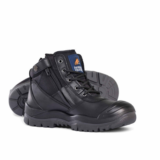 Black S/c Zipside Safety Boots - made by Mongrel