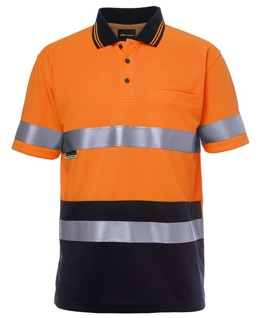 This product is made by JB's Wear and distributed by B-Protected. The Hi-Vis Short Sleeve Polo with Reflective Tape has the part number of JB6HVSTNo No