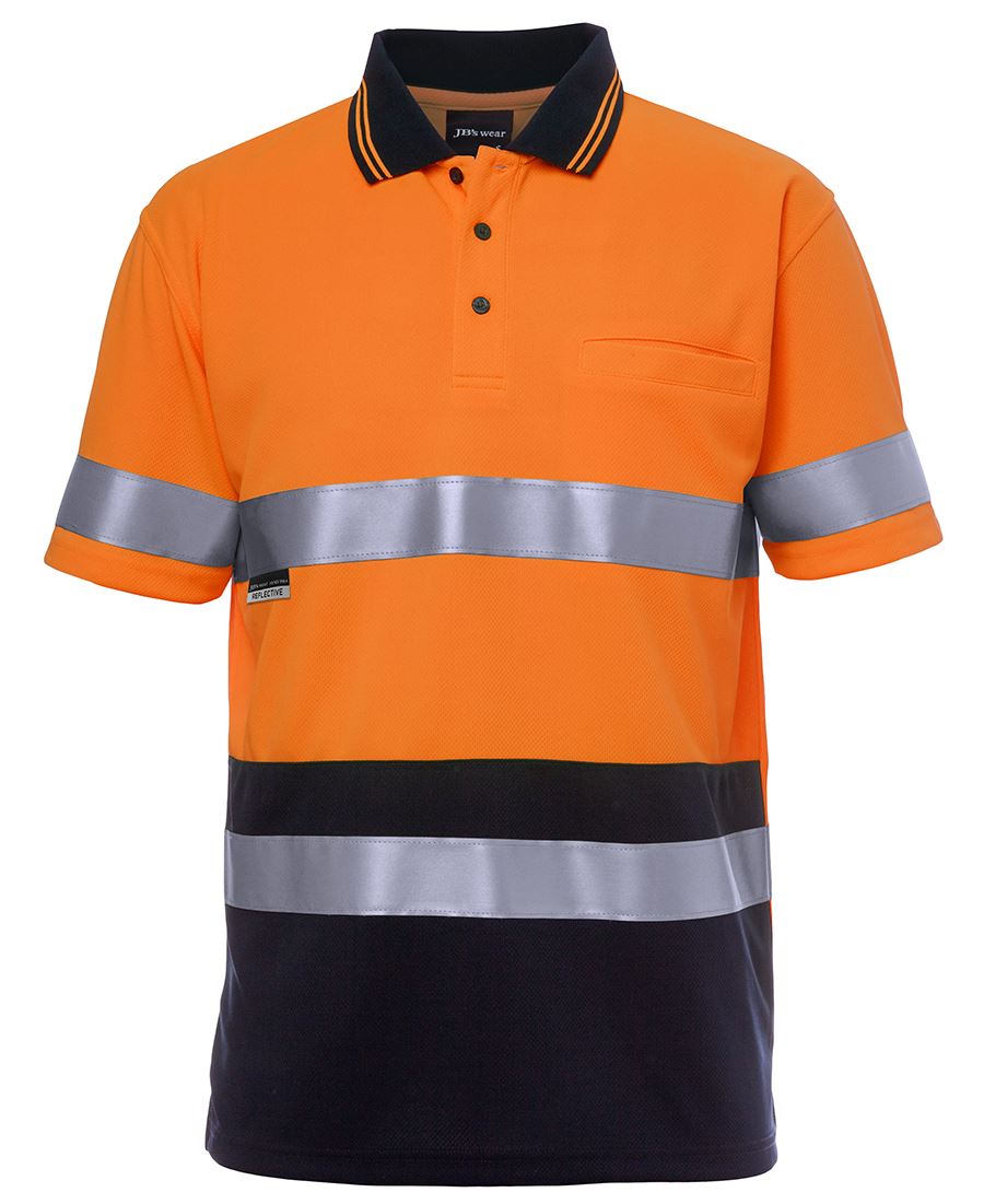 Hi Vis Short Sleeve Polo Withtape DWithn - made by JBs Wear
