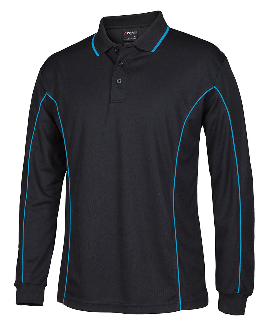 Long Sleeve Piping Poly Polo - made by JBs Wear