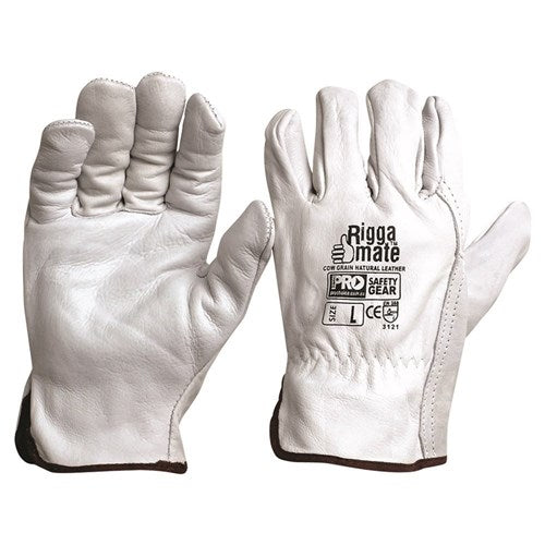 Riggamate Cow Grain Grey Riggers Gloves - made by PRO Choice