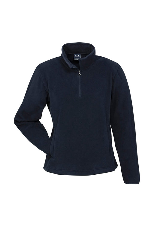 This product is made by Fashion Biz and distributed by B-Protected. The Ladies Microfleece Half Zip has the part number of BIZF10520