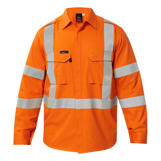 Torrent Hrc2 Mens Hi Vis Nsw Rail O/front Shirt With Xpattern Fr Reflective Tape - made by FlameBuster