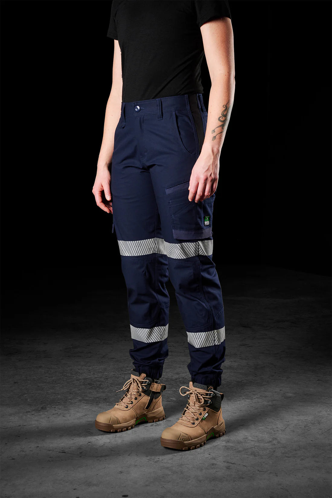 Ladies Ripstop Reflective Cuffed Stretch Work Pants - made by FXD Workwear