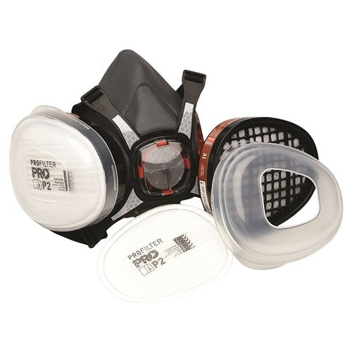 This product is made by PRO Choice and distributed by B-Protected. The Spraying Hand Pack Respirator With A1P2 Cartridges has the part number of PROHMA1P2-HP
