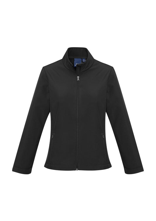 This product is made by Fashion Biz and distributed by B-Protected. The Ladies Apex Softshell Jacket has the part number of BIZJ740L