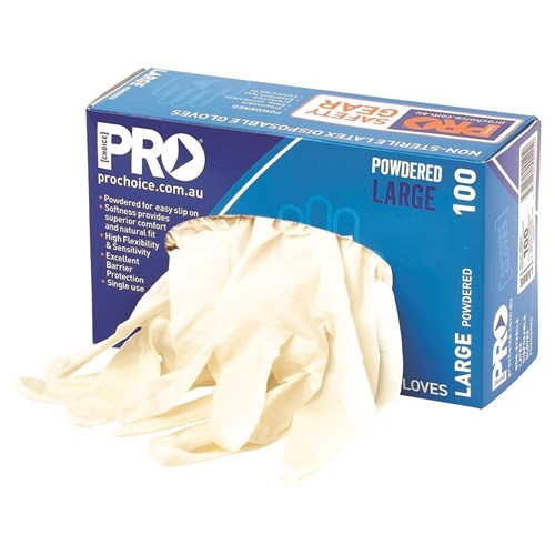 White Powdered Box 100 Disposable Gloves - made by PRO Choice