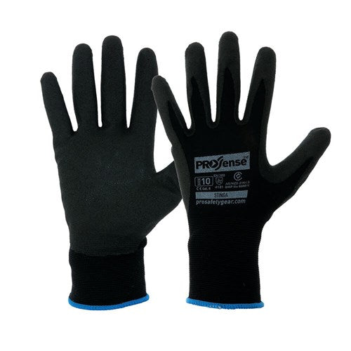 Stinga Black Pvc Foam Gloves - made by PRO Choice