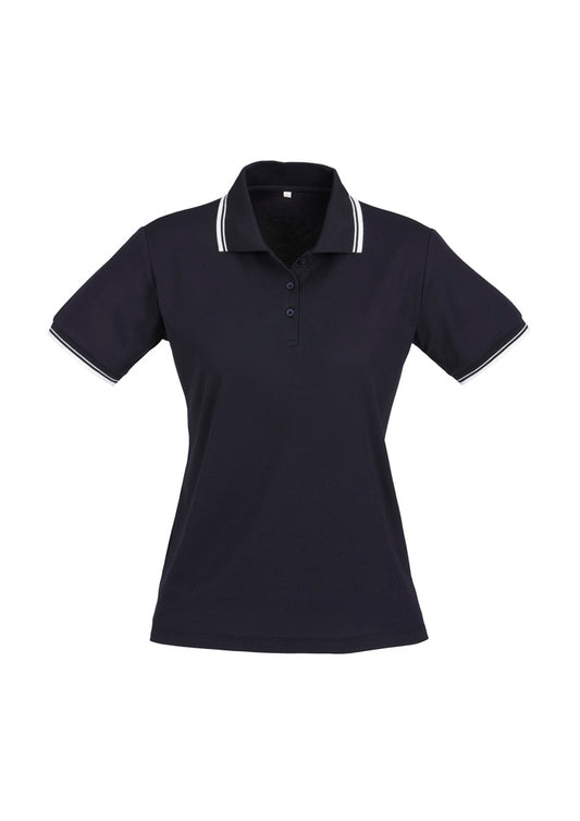This product is made by Fashion Biz and distributed by B-Protected. The Ladies Short Sleeve Cambridge Polo has the part number of BIZP227LS