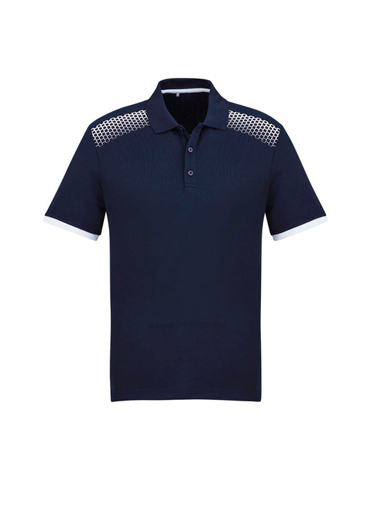 This product is made by Fashion Biz and distributed by B-Protected. The Mens Galaxy Short Sleeve Polo has the part number of BIZP900MS
