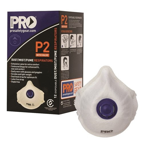 This product is made by PRO Choice and distributed by B-Protected. The Dust Mask P2 With Valve - Box 12 has the part number of PROPC321