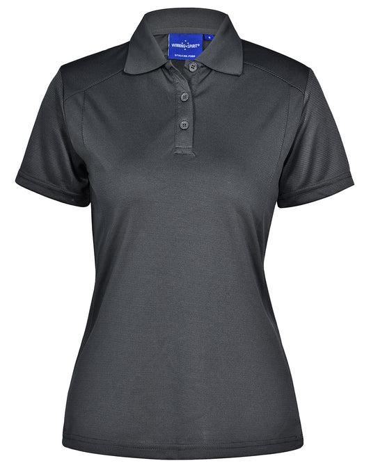 This product is made by AIW and distributed by B-Protected. The Ladies Short Sleeve Bamboo Eco Polo has the part number of AIWPS60