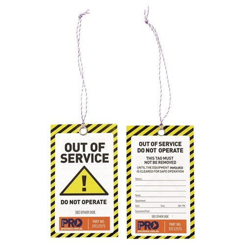 Caution Out Of Service Safety Tags x 100 - made by PRO Choice