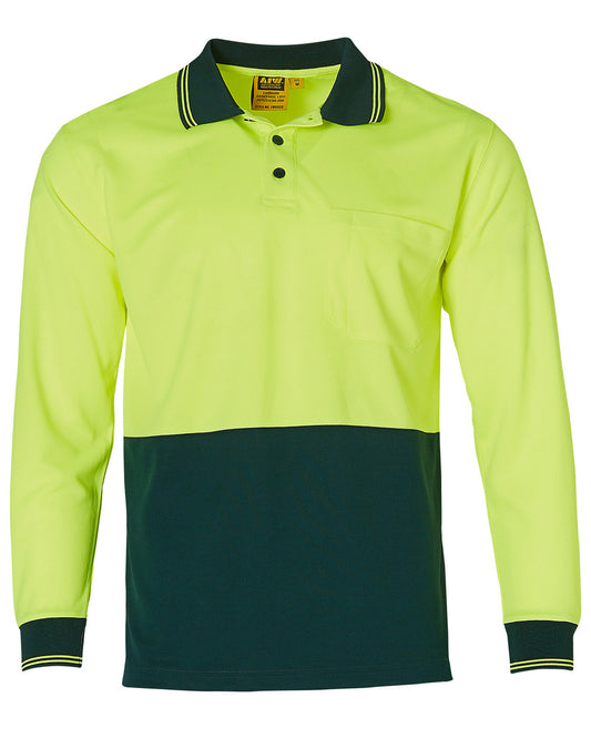 This product is made by AIW and distributed by B-Protected. The Hi Vis Long Sleeve Truedry Polo has the part number of AIWSW05TD