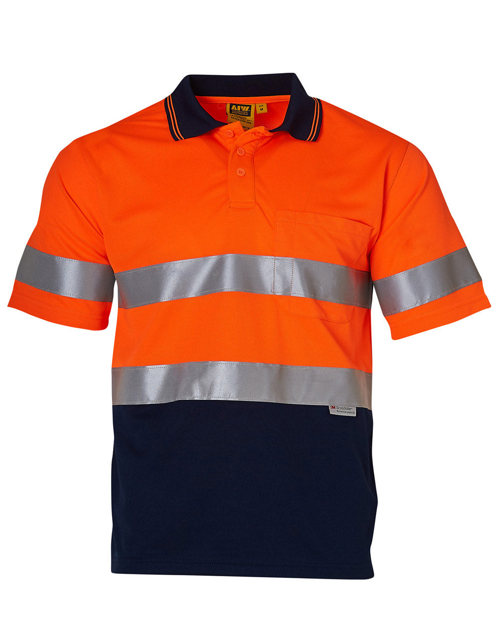 Aiw Hivis Short Sleeve/ Day Night Polo With Tape - made by AIW