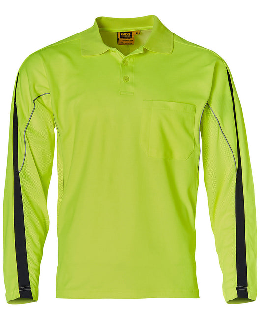 This product is made by AIW and distributed by B-Protected. The Hi Vis Long Sleeve Legend Polo Shirt has the part number of AIWSW33A