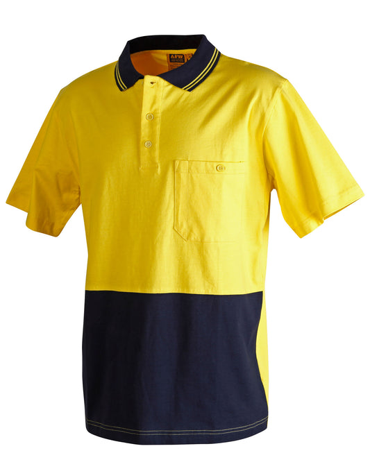 This product is made by AIW and distributed by B-Protected. The Hi Vis Short Sleeve Cotton Polo has the part number of AIWSW35