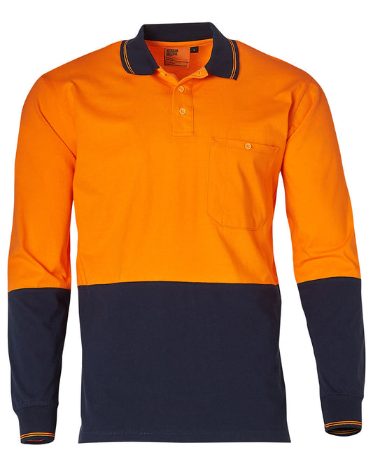 This product is made by AIW and distributed by B-Protected. The Hivis Long Sleeve Cotton Polo Shirt has the part number of AIWSW36