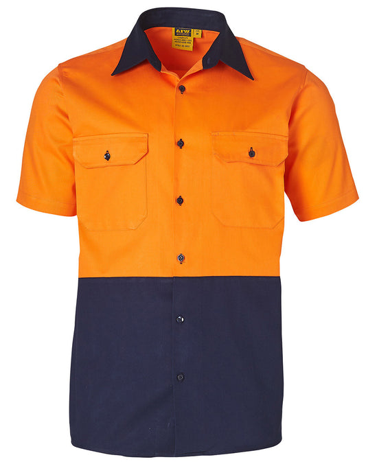 This product is made by AIW and distributed by B-Protected. The Hi Vis Short Sleeve Cotton Work Shirt has the part number of AIWSW53