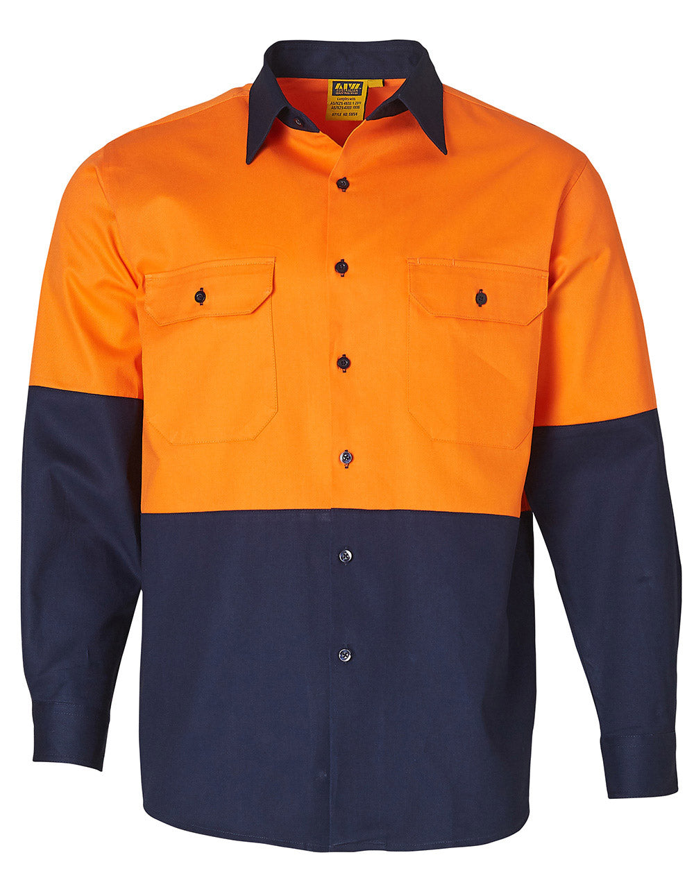 Hi Vis Long Sleeve Cotton Work Shirt - made by AIW