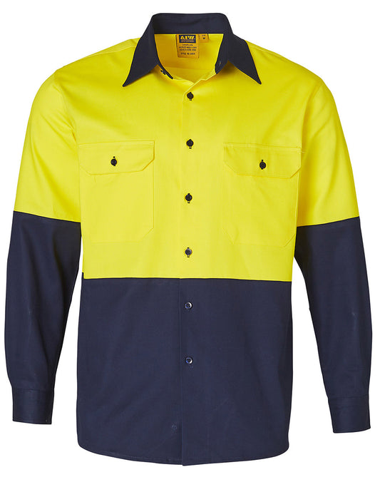 Hi Vis Long Sleeve Cotton Work Shirt - made by AIW