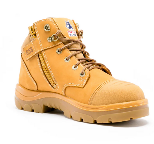 This product is made by Steel Blue and distributed by B-Protected. The Parkes Safety Boots With Scuff Cap has the part number of SB312658-SL-10