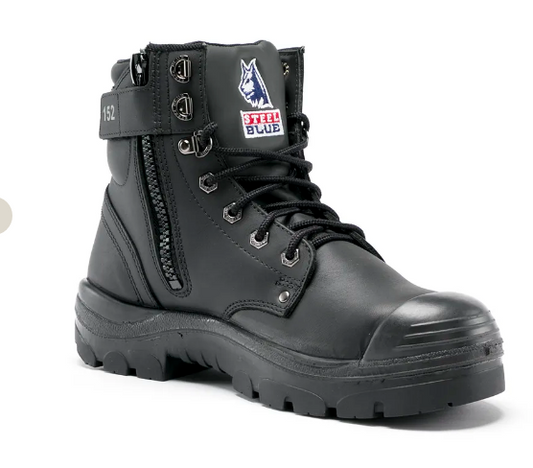 This product is made by Steel Blue and distributed by B-Protected. The Argyle Zip With Bump Safety Boots has the part number of SB332152-WN-10