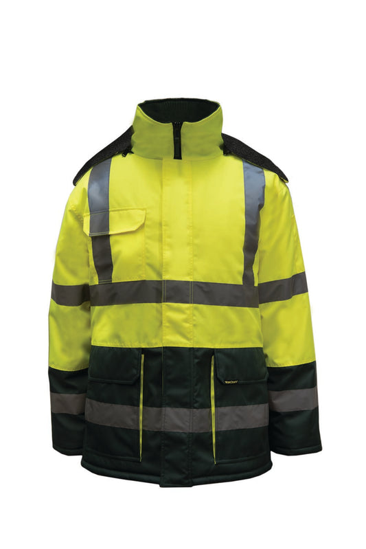 Green Yellow Freezer Jacket With Reflective Tape - made by Workcraft