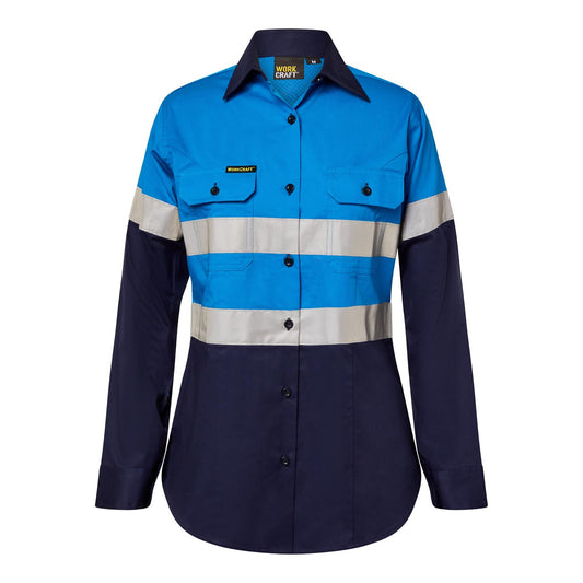This product is made by Workcraft and distributed by B-Protected. The Ladies Hi Vis Long Sleeve Shirt With Tape has the part number of NCC-WSL503