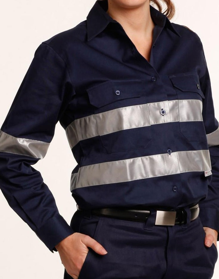 Ladies Cotton Drill Long Sleeve Shirt - made by AIW