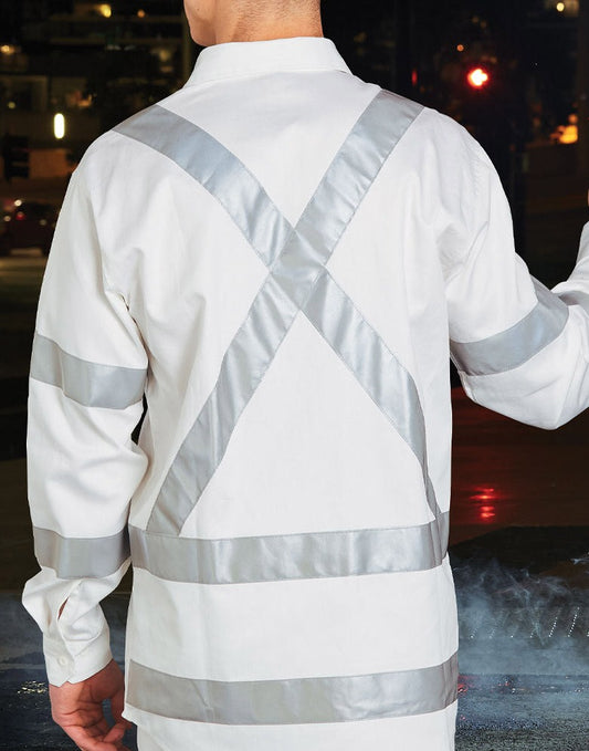 White Long Sleeve Shirt With Ref Tape - made by AIW
