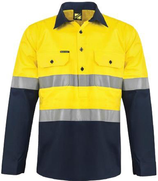 This product is made by Workcraft and distributed by B-Protected. The 2 Tone Half Placket Shirt With Tape has the part number of NCC-WS6033