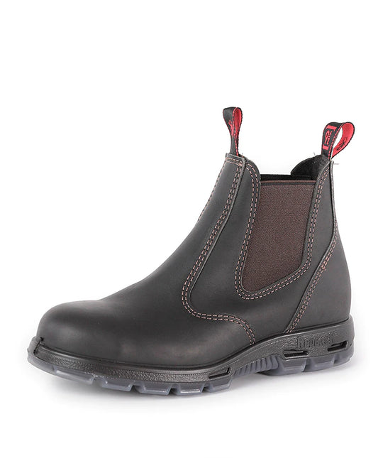 Brown Elastic Side Safety Boots - made by Redback Boots