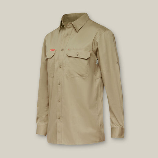 This product is made by Hard Yakka and distributed by B-Protected. The Light Weighteight Long Sleeve Drill Vent Shirt has the part number of Y04630