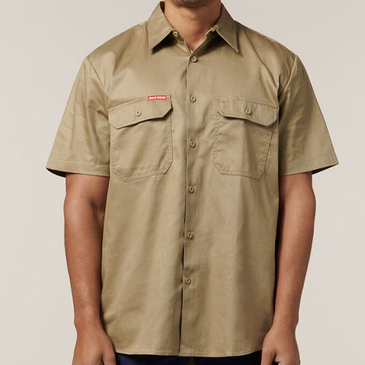 This product is made by Hard Yakka and distributed by B-Protected. The Drill Short Sleeve Shirt has the part number of Y07510