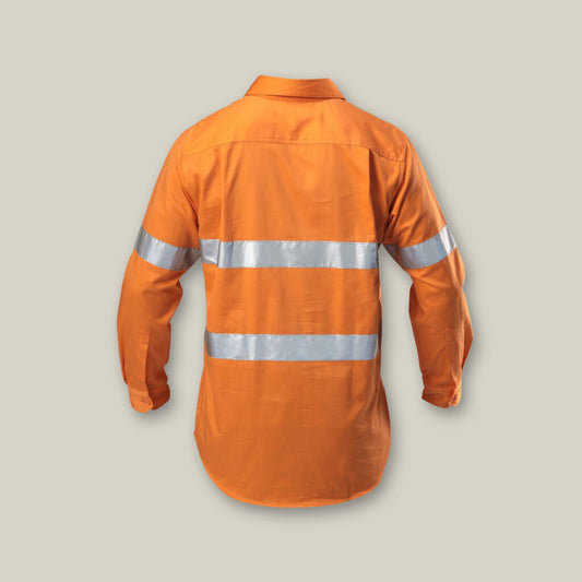 This product is made by Hard Yakka and distributed by B-Protected. The Long Sleeve Hivis Closed Front Ref Shirt has the part number of Y07899