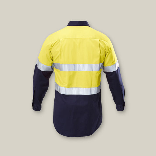 This product is made by Hard Yakka and distributed by B-Protected. The Hi Vis Long Sleeve Ref Shirt has the part number of Y07990