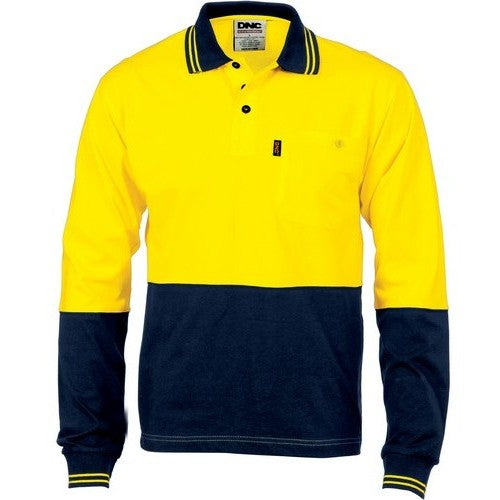 All Cotton Hi Vis Long Sleeve Polo - made by DNC